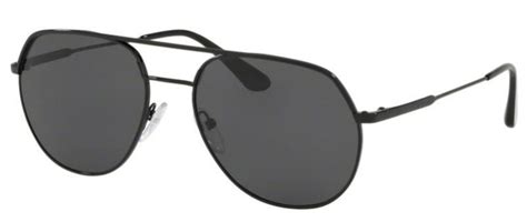 prada 55us|Prada PR 55US 1AB5S0 Black Metal Pilot Sunglasses Grey Lens.